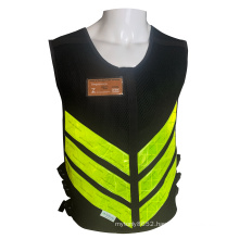 Black Safety Vest High Visibility Hi Vis prismatic tape  Mesh work vest